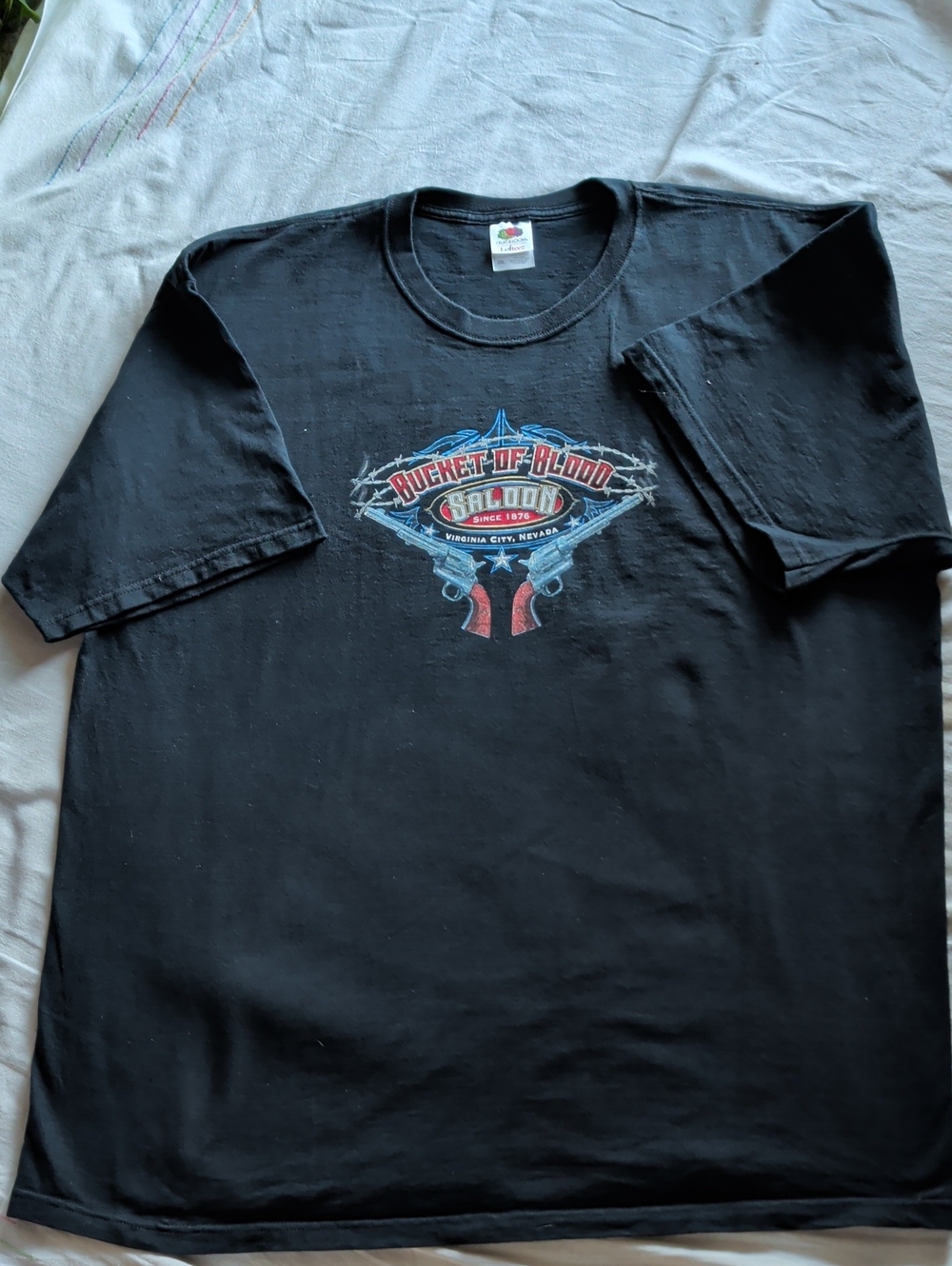 Black Graphic Tee - Bucket of Blood Saloon Print Virginia City,  %100 Cotton